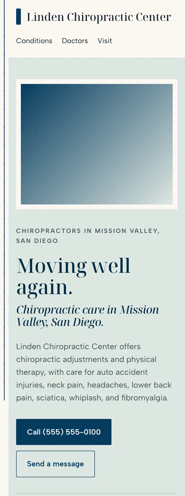 Full homepage of the chiropractor concept on a phone