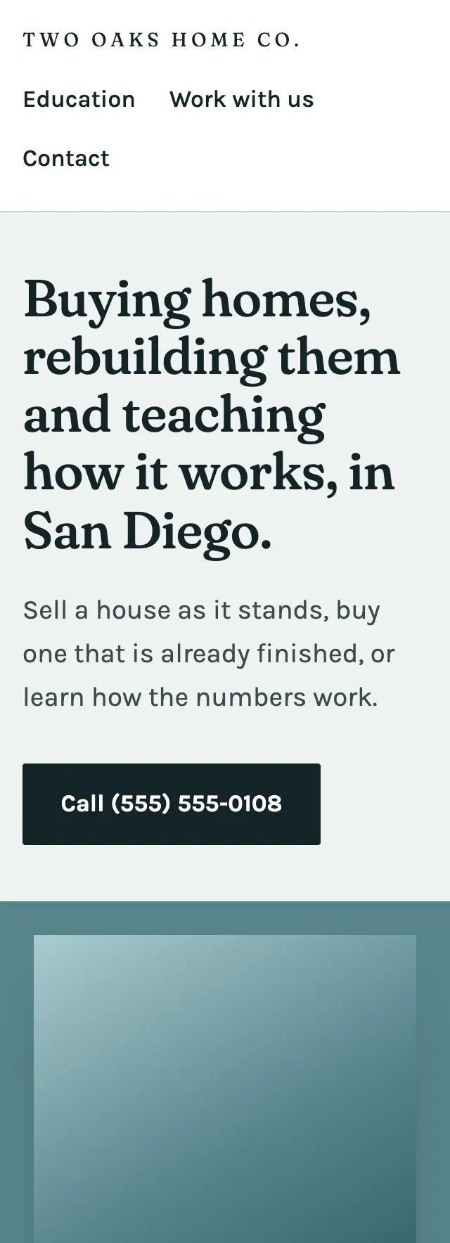 Full homepage of the home buying and remodeling concept on a phone