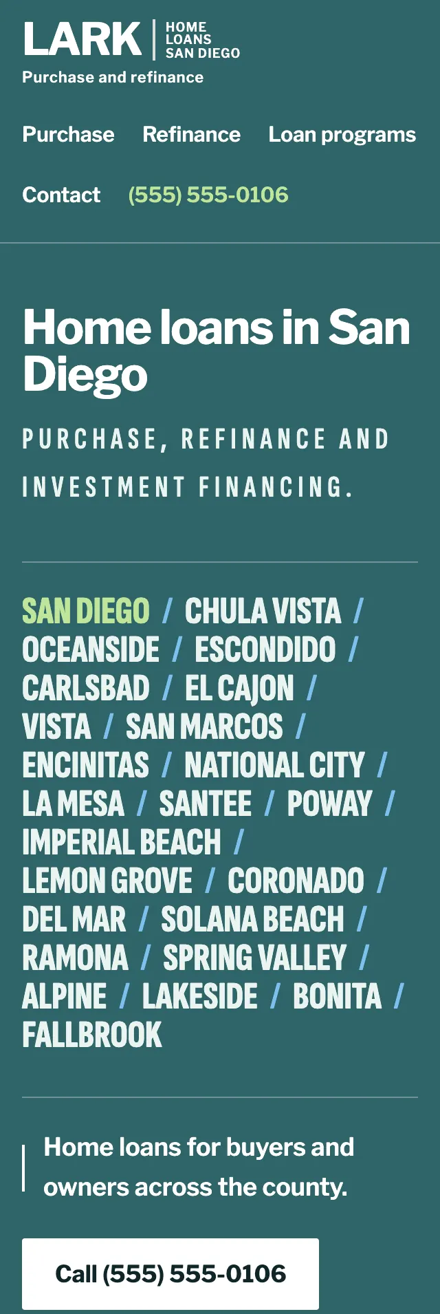 Full homepage of the mortgage lending concept on a phone